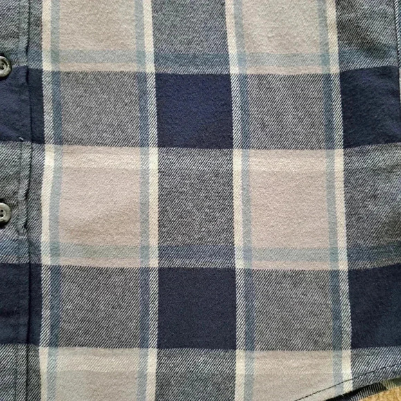 Eddie Bauer Flannel Shirt Blue Grey Plaid Men's Medium Button Up Shirt - Picture 10 of 12
